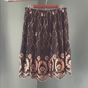 Elegant Black and Cream tulle Embroidered Skirt